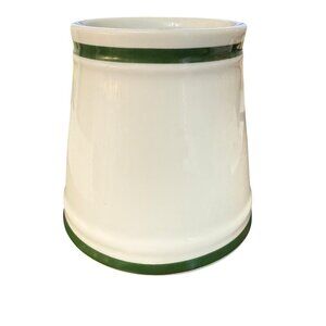 Williams Sonoma Brasserie Sugar Bowl White w/Green Bands NO LID